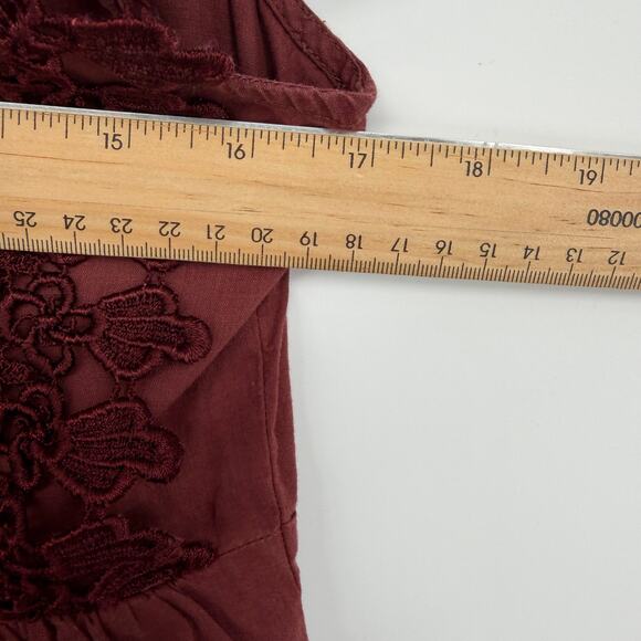 Odille Top Women’s 4 Brown Linen Crochet Lace Pleats Feminine Romantic Bohemian - Picture 7 of 9